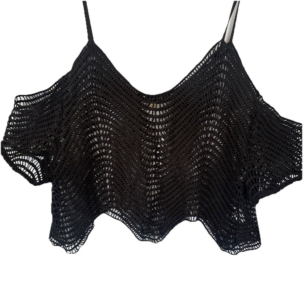 Anthropologie X Lulumari Women's crotchet Knit Crop Swim Cover Up Top Size L - Picture 12 of 14